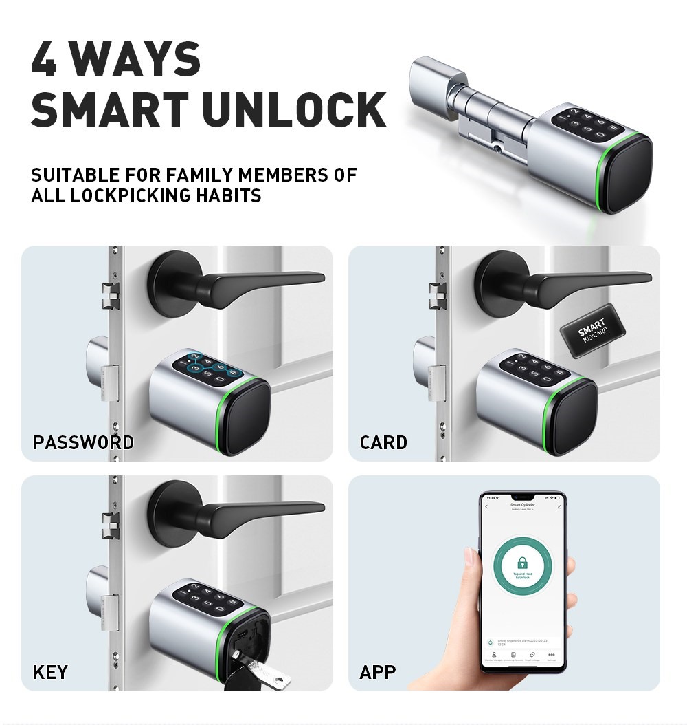advanced cylinder lock with tuya ttlock